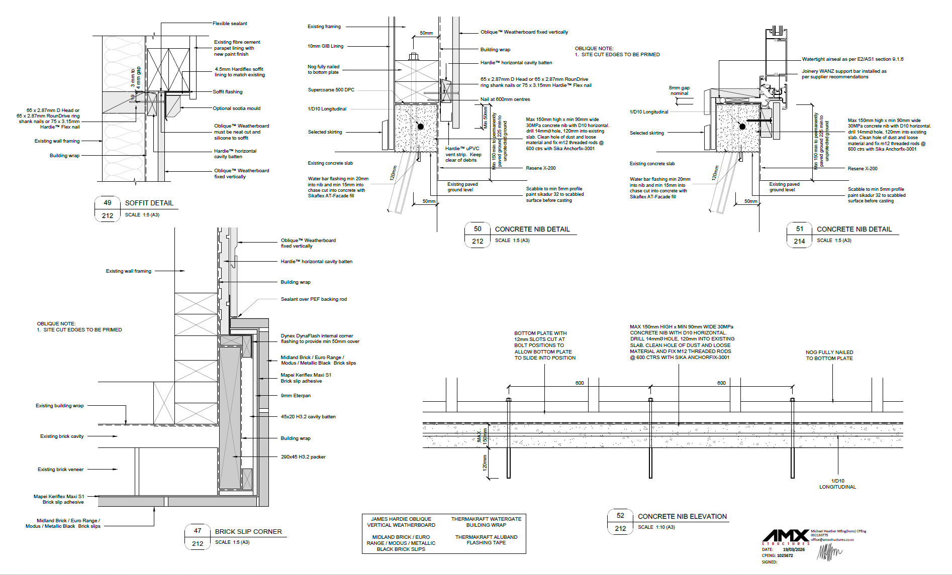 Additional project drawing for the Castor Bay reclad